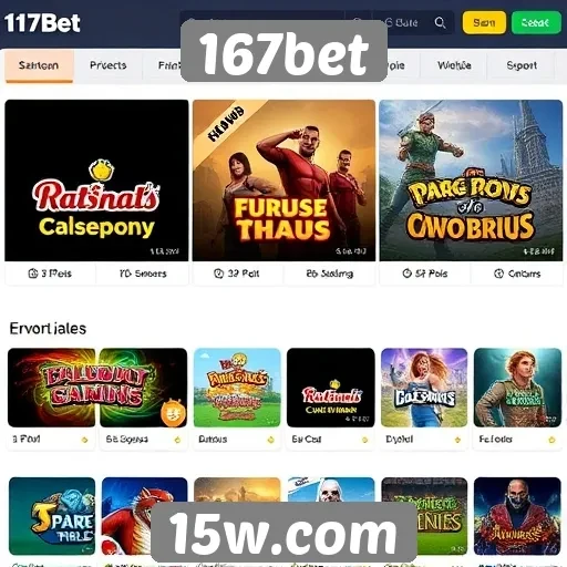 Variedade de jogos disponíveis na plataforma 167bet
